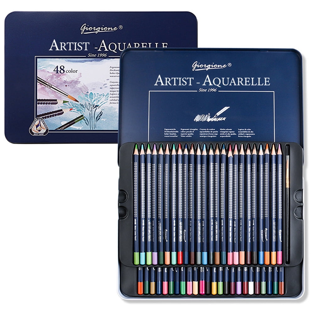 MEGICOT 120pcs /72pcs /48pcs /36pcs /24pcs /12pcs Watercolor Pencils - Includes Colored Pencils, Watercolor Brush and Metal Box, Ideal for Kids Adult Coloring Books Art Pages Art Drawing