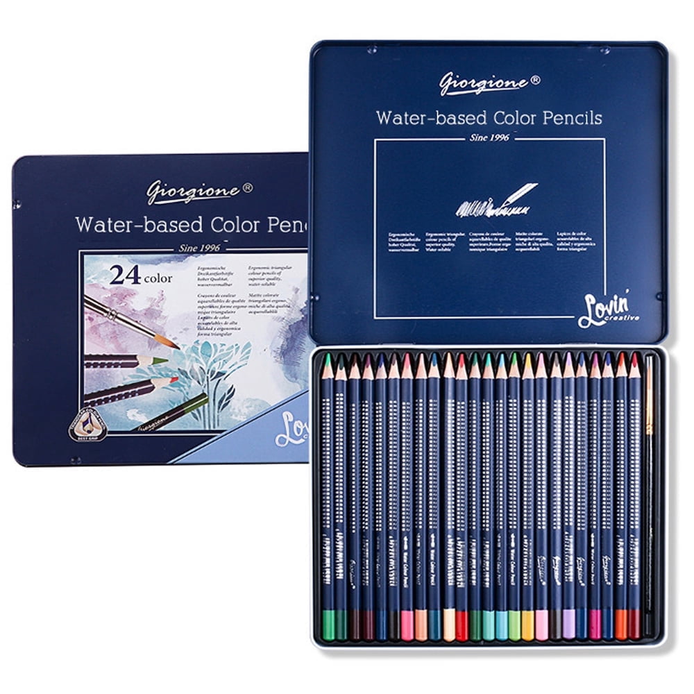 MEGICOT 120pcs /72pcs /48pcs /36pcs /24pcs /12pcs Watercolor Pencils - Includes Colored Pencils, Watercolor Brush and Metal Box, Ideal for Kids Adult Coloring Books Art Pages Art Drawing