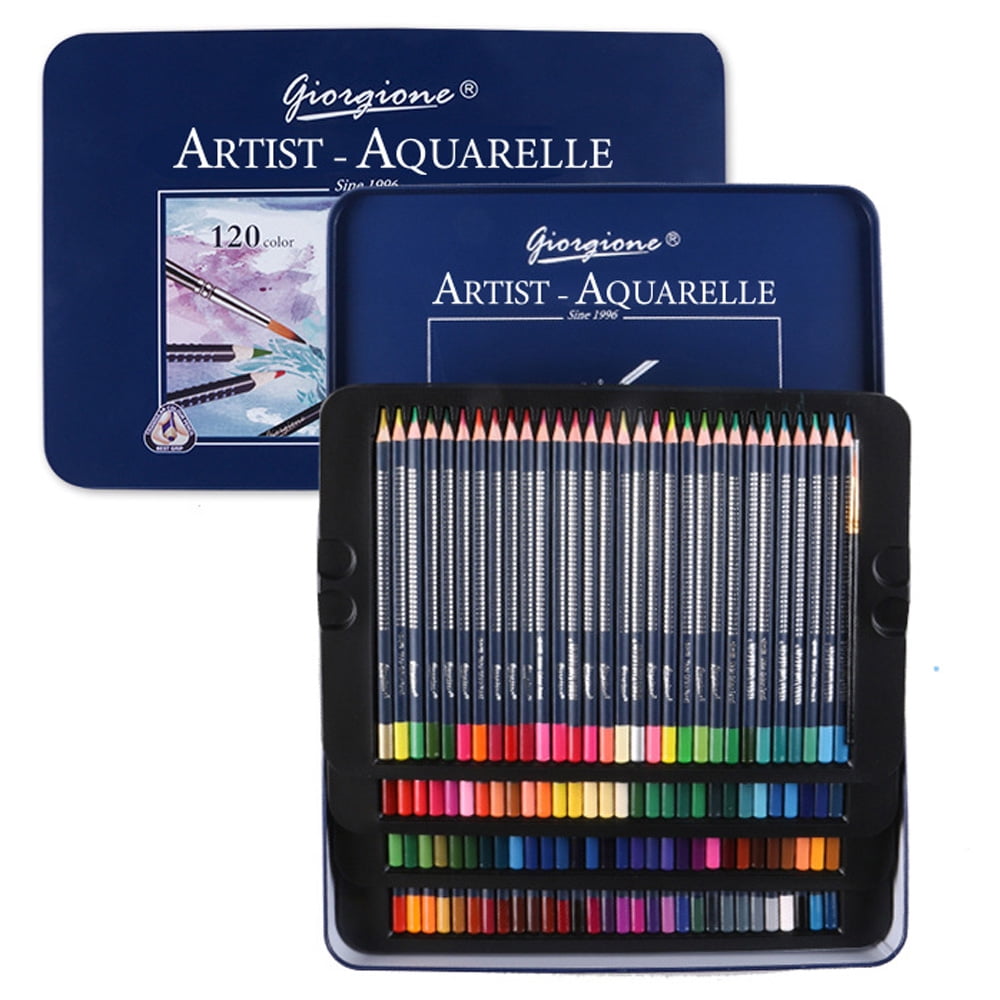 MEGICOT 120pcs /72pcs /48pcs /36pcs /24pcs /12pcs Watercolor Pencils - Includes Colored Pencils, Watercolor Brush and Metal Box, Ideal for Kids Adult Coloring Books Art Pages Art Drawing