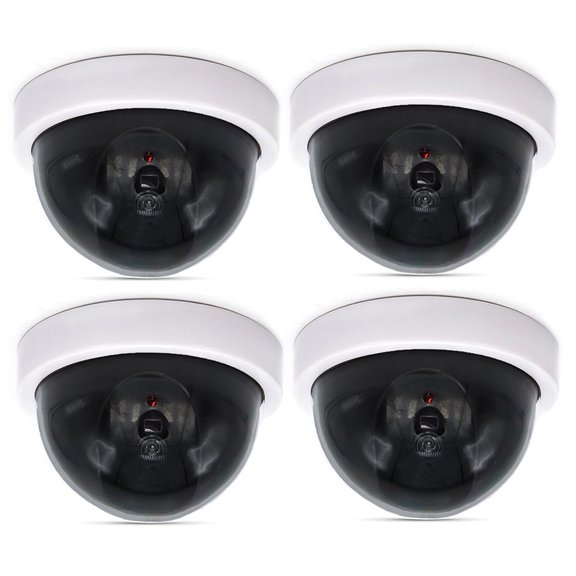 MEGICOT 2 Pcs / 4 Pcs Dummy Security Camera, Fake Dome Camera with Flashing Red LED Light Indoor and Outdoor Use, for Homes & Business