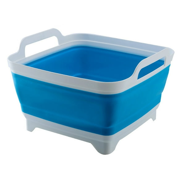 MEGICOT 9L Foldable Dish Basin with Drain Plug Carry Handles, Portable Fruits Vegetable drainer basket for Camping, Kitchen Storage Tray