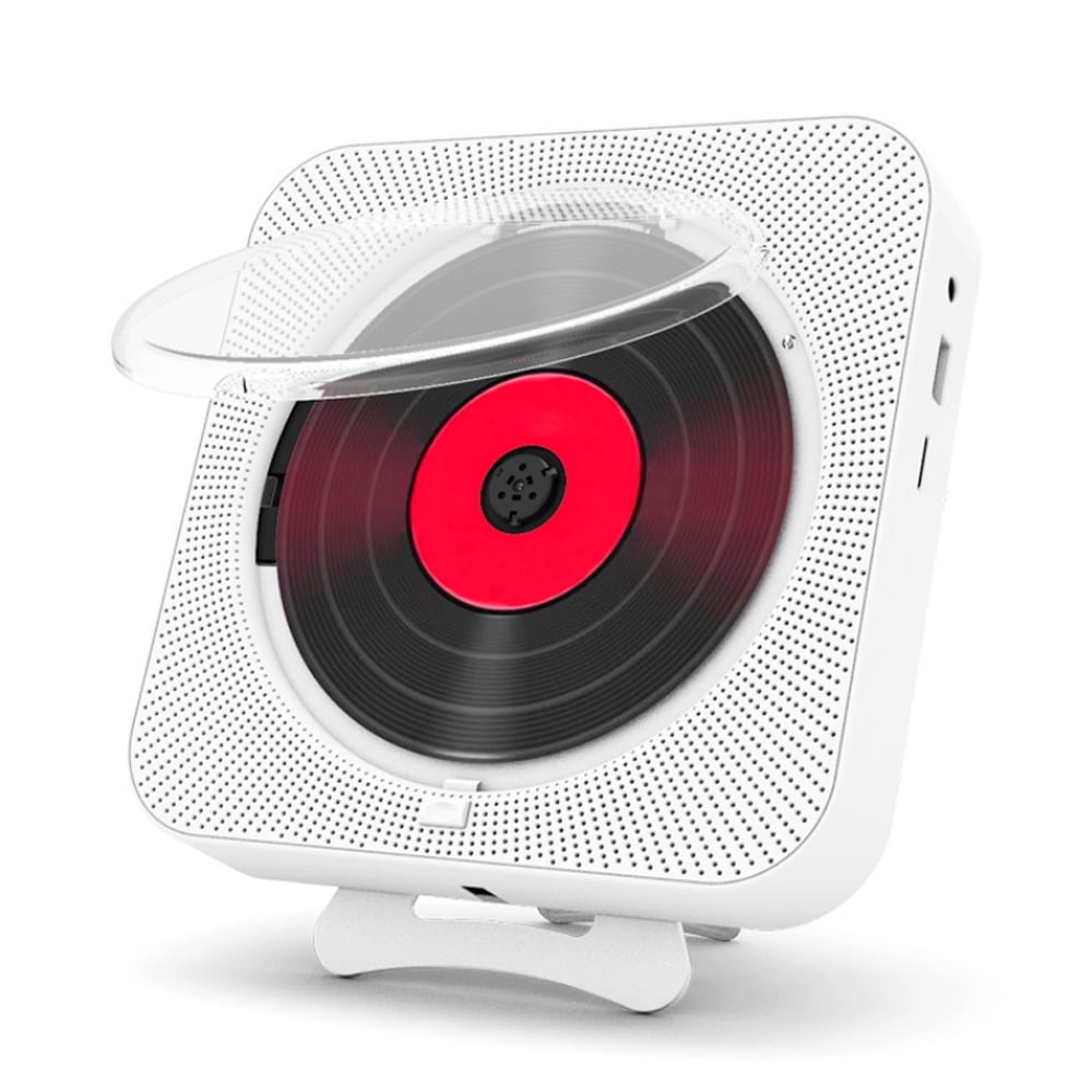 MEGICOT Bidirectional Bluetooth Wall Mountable CD Player Built-in Speakers, Portable Music Player with Dust Cover Remote Control, Support FM Radio USB flash Micro SD AUX Play