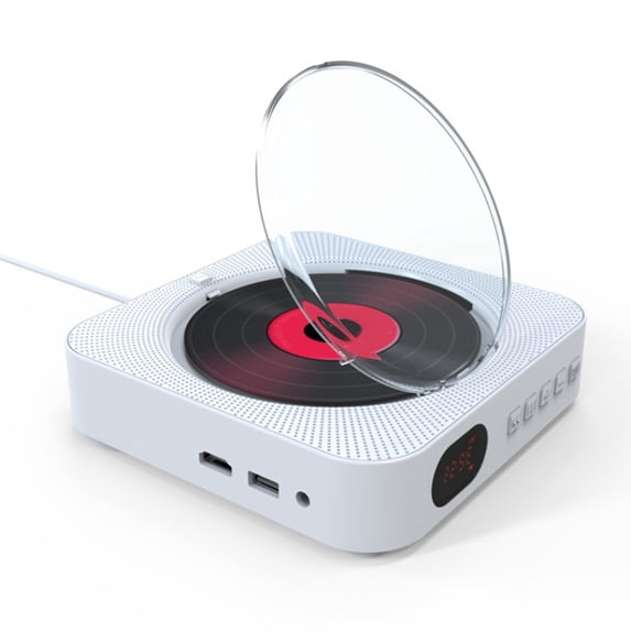 MEGICOT Bluetooth 5.0 Wall Mountable CD/DVD Player with Pull-Switch Dust Cover Built-in Speakers, Portable Music Player with Remote Control, Support FM Radio CD/DVD/MP3/USB/AUX Input Output