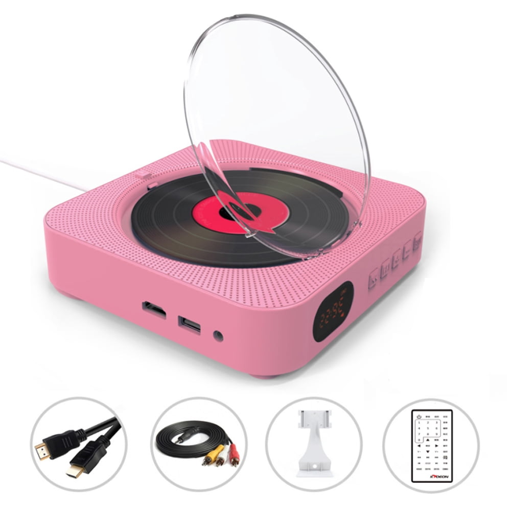 MEGICOT Bluetooth 5.0 Wall Mountable CD/DVD Player with Pull-Switch Dust Cover Built-in Speakers, Portable Music Player with Remote Control, Support FM Radio CD/DVD/MP3/USB/AUX Input Output