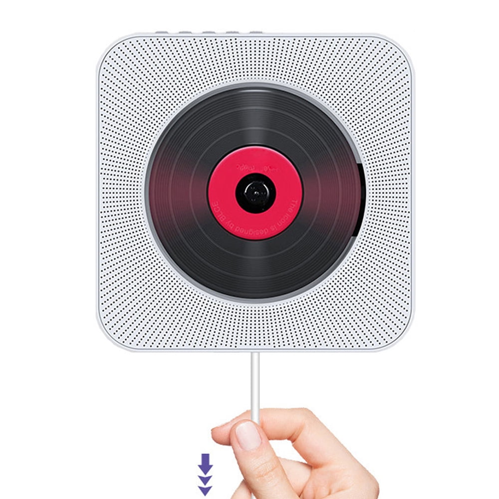 MEGICOT Bluetooth 5.0 Wall Mountable CD Player with Pull-Switch Built-in Speakers, Portable Music Player with Remote Control, Support FM Radio USB Flash AUX Play