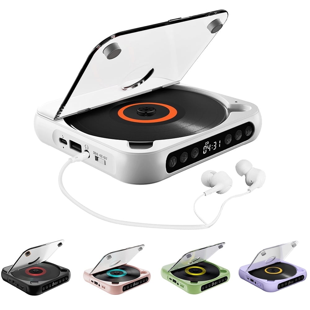 MEGICOT Bluetooth Rechargeable CD Player with Hold Function LED Display USB Audio Port, 2000mAh Personal MP3 CD Player for Listening Music Prenatal Education Children Study