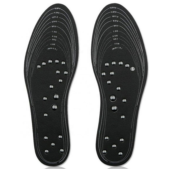 MEGICOT Cutable Magnetic Therapy Leather Insoles, 1 Pair Acupressure Magnetic Massage Foot Therapy Reflexology Pain Relief Shoe Insoles With 18pcs Magnets Fits All Men and Women
