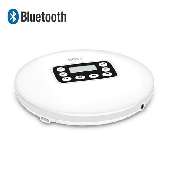 MEGICOT Portable Bluetooth 5.0 CD Player with LED Display, Rechargeable, Anti-Skip Protection, Anti-Shock, Headphone Jack Personal CD Music Disc Player (White)