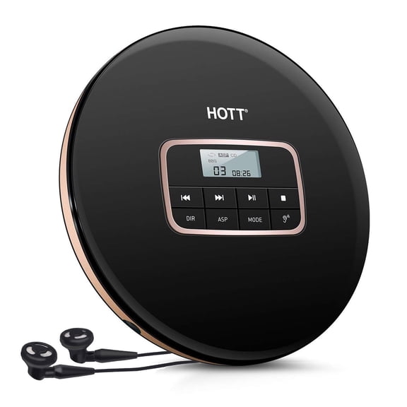 MEGICOT Portable CD Player, Personal Compact MP3/CD Player with Anti-Skip/Shockproof Protection, Compact CD Music Disc Player with LCD Display (Black)