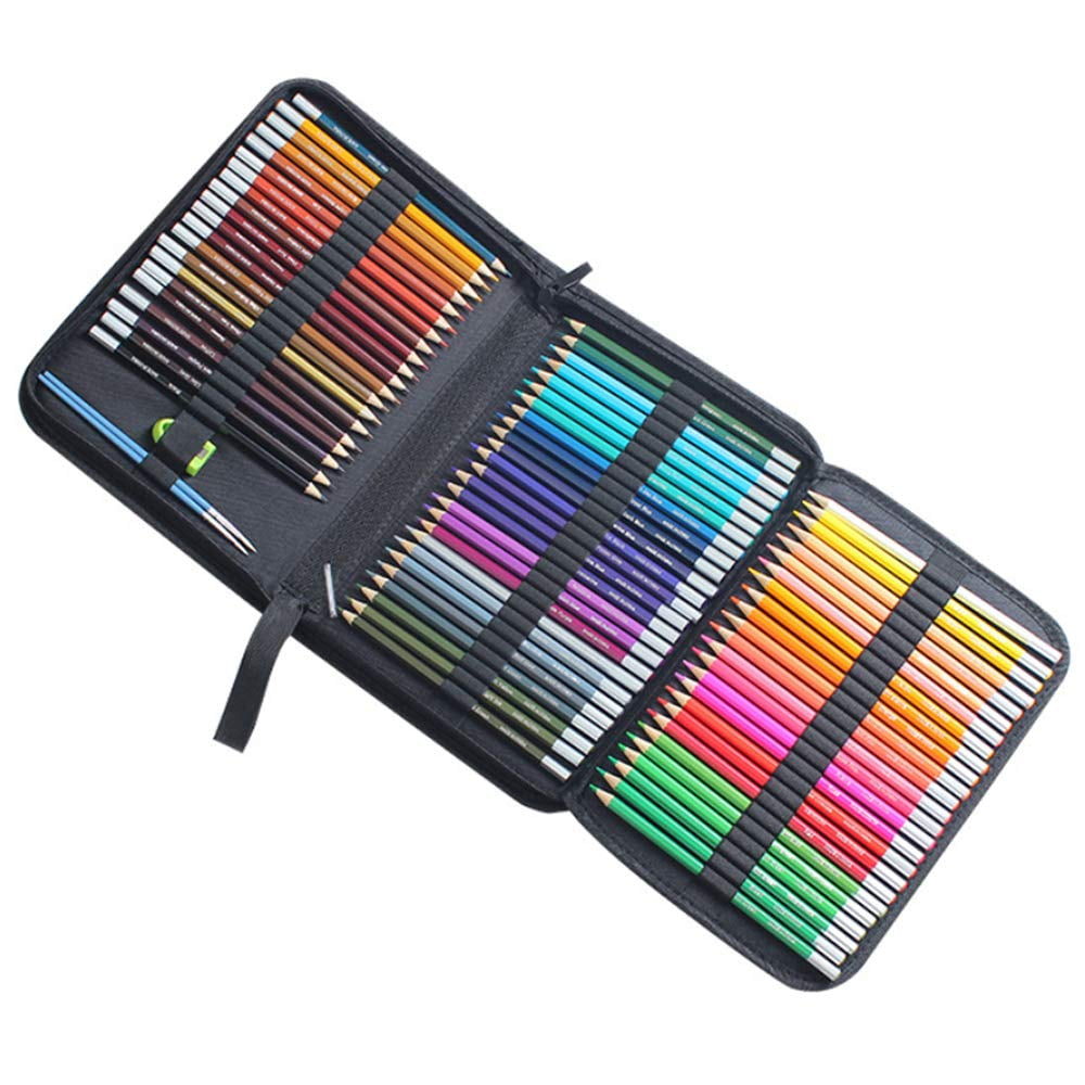 MEGICOT Watercolor Pencils Set of 72 - Includes Colored Pencils, Pencil Sharpener, Water Brush Pen and Zipper Case, Ideal for Adult Coloring Books & Art Pages