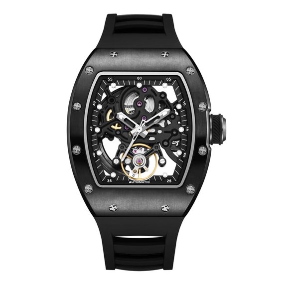 MEGIR Automatic Mechanical Men Watch Skeleton Dial Luminous Waterproof Sport Wristwatch Gift for Man
