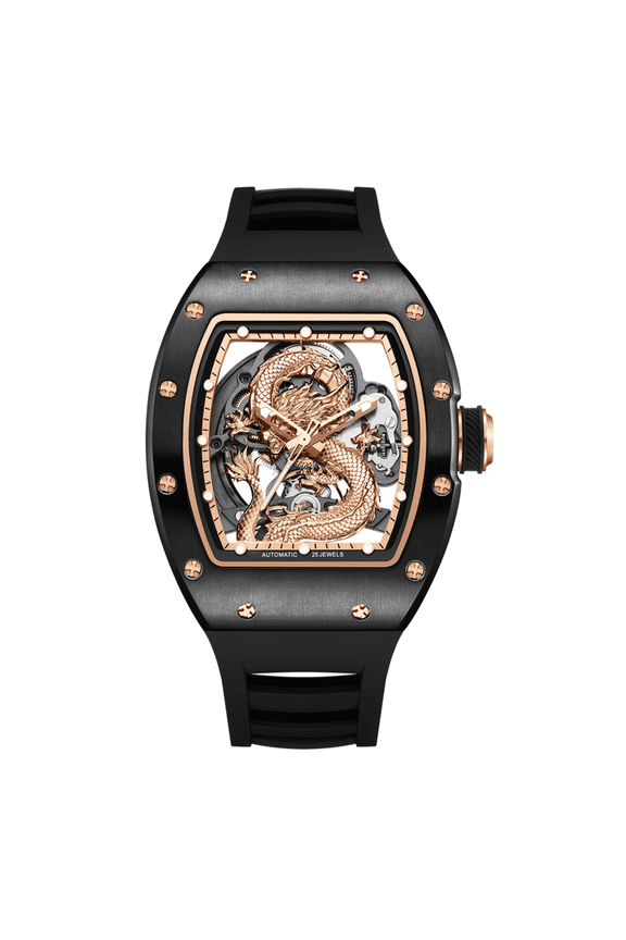 Automatic Mechanical Men's Watch Stainless Steel Skeleton Dial Wristwatch Waterproof Watches