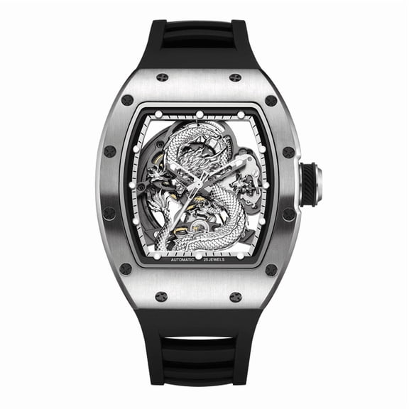 MEGIR Automatic Mechanical Men's Watch Stainless Steel Skeleton Dial Wristwatch Waterproof Watches