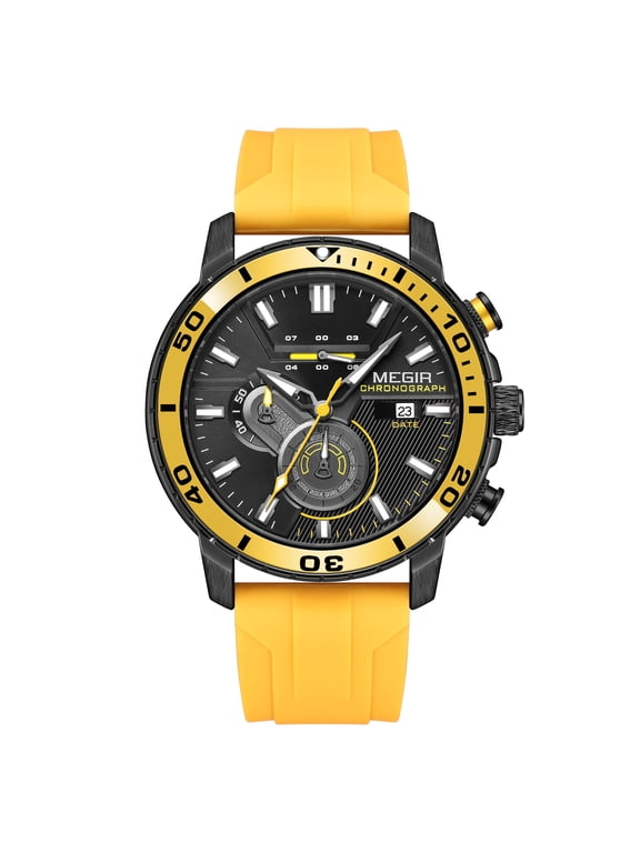Chronograph Luxury Quartz Military Watch Men Silicone Sports Waterproof Wristwatch Auto Date