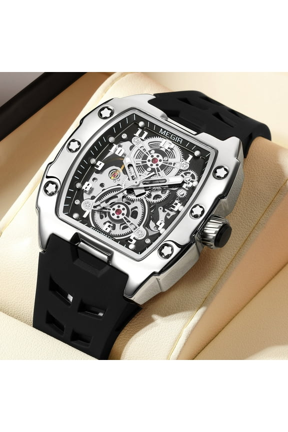 Fashion Automatic Mechanical Watch Men Sport Hollowed Out Wristwatch Luminous Waterproof Clock 8602