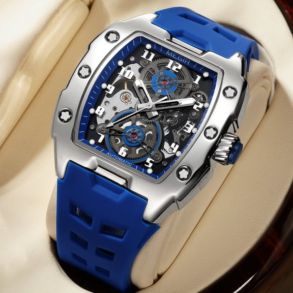 MEGIR Fashion Automatic Mechanical Watch Men Sport Hollowed Out Wristwatch Luminous Waterproof Clock 8602