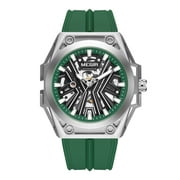 MEGIR Fashion Fully Automatic Mechanical Men Watch Stainless Steel Case Sports Military Wristwatch