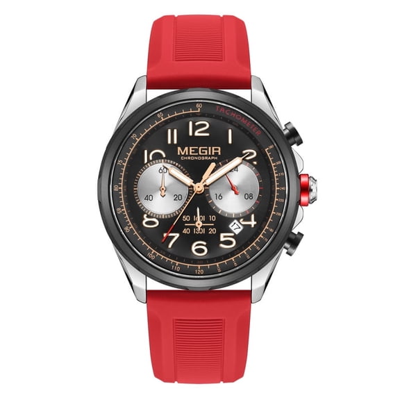 MEGIR Fashion Large Dial Watch for Men Silicone Sport Quartz Wristwatch Chronograph Waterproof Clock