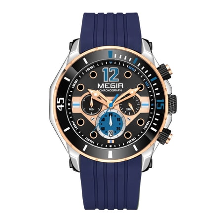 MEGIR Fashion Men Military Watches Luxury Sports Quartz Chronograph Waterproof Calendar Gift for Men