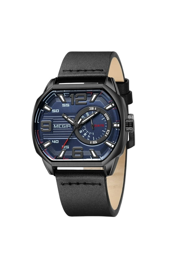 Fashion Men's Sports Watches Luxury Leather Strap Quartz Wristwatch Casual Clock Date Men Gift