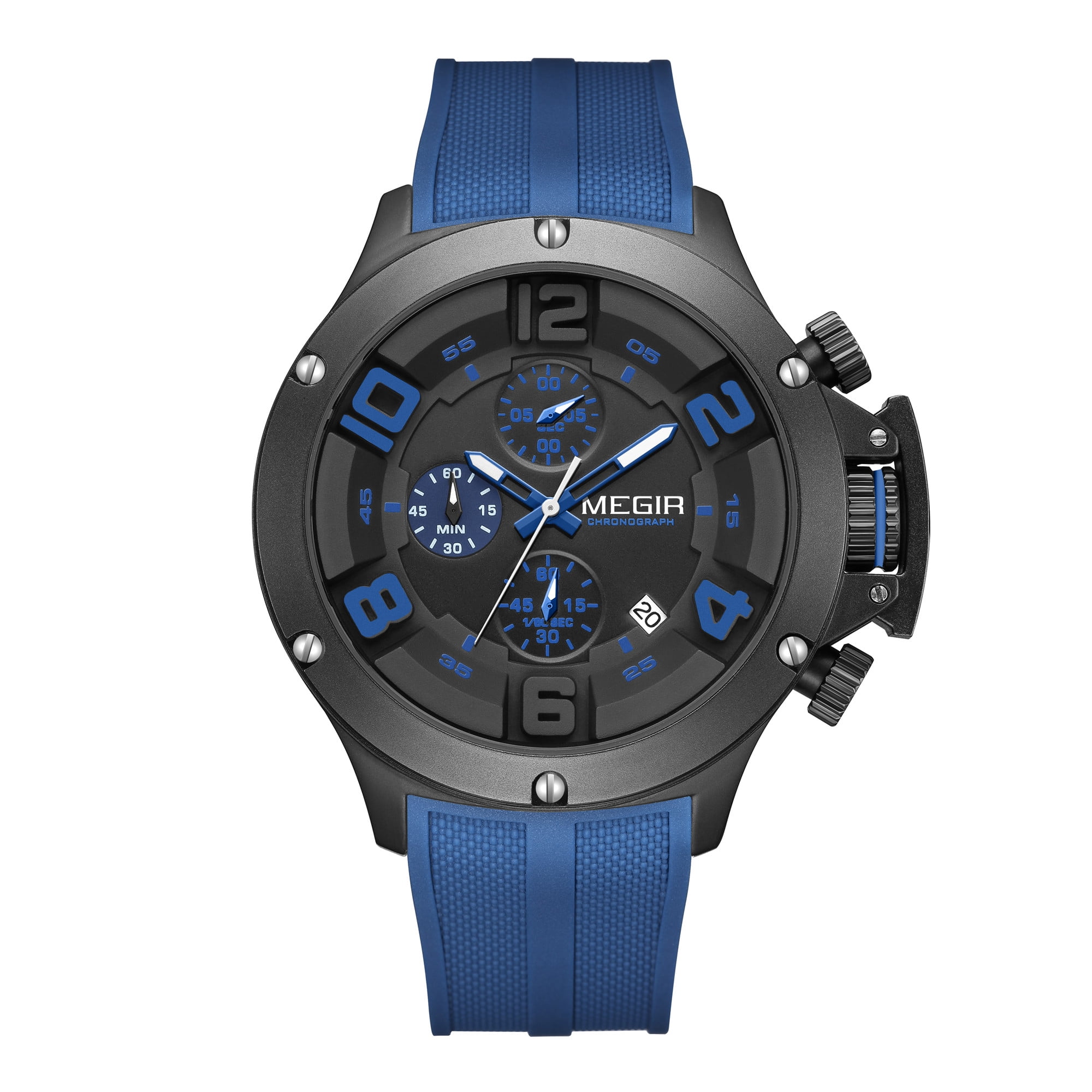 MEGIR Fashion Silicone Strap Sports Watch Men Quartz Wristwatch Waterproof Calendar Chronograph Walmart