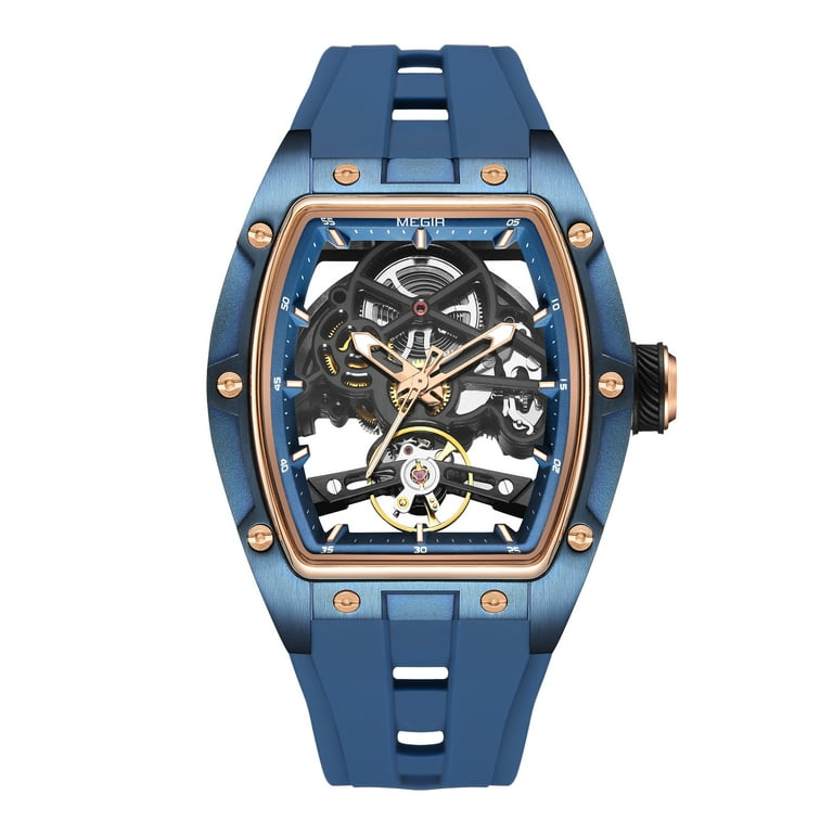 MEGIR Brand Sports Watch for Men Silicone Mechanical Hollow Full Automatic Movement Wristwatch Clock Walmart