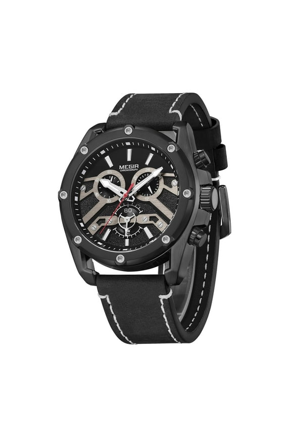 Luxury Men Military Sports Watches Leather Strap Quartz Casual Chronograph Man Wristwatch​
