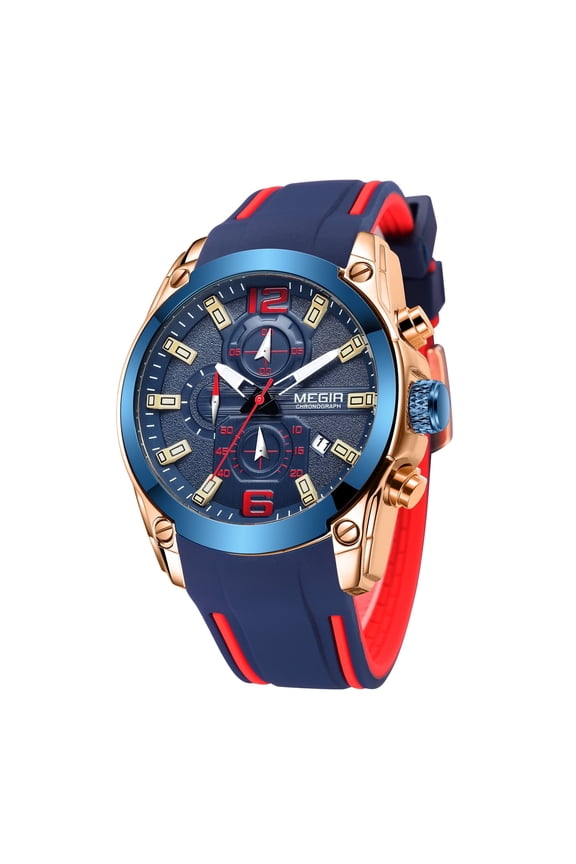 Luxury Men Sports Watch Silicone Chronograph Quartz Waterproof Luminous Wristwatches Auto Date