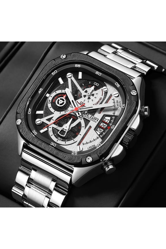 Luxury Men Stainless Steel Watch Fashion Business Quartz Wristwatch Luminous Chronograph Clock