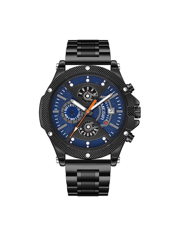 Luxury Quartz Watch Men Sport Military Wristwatch Luminous Stainless Steel Clock Chronograph