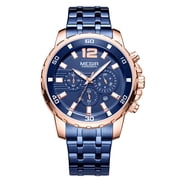 MEGIR Luxury Stainless Steel Watch Men Quartz Business Wristwatch Waterproof Date Clock Chronograph