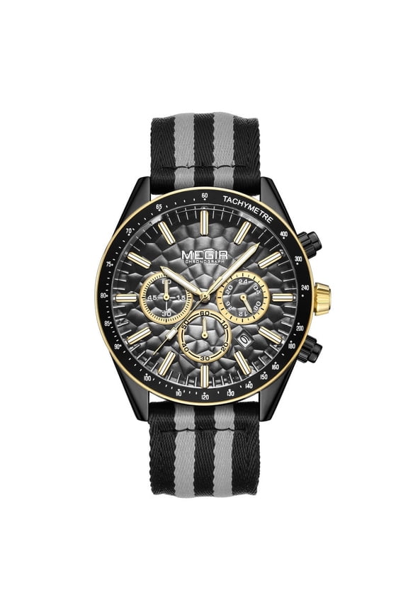 Men Casual Sports Watch Chronograph 44MM Waterproof Calendar Quartz Multi-Function Wristwatch