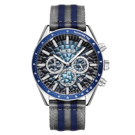 MEGIR Men Casual Sports Watch Chronograph 44MM Waterproof Calendar Quartz Multi-Function Wristwatch