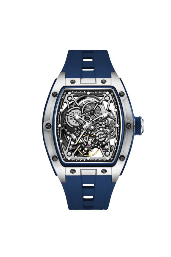 Men Mechanical Watch Hollow Out Automatic Movement Sports Wristwatch Waterproof Silicone Strap