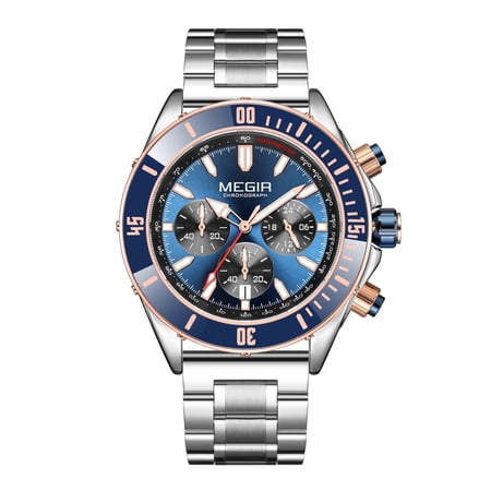 MEGIR Men Quartz Watches Luxury Business Chronograph Waterproof Large Dial Date Sport Wristwatches