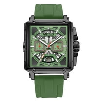 MEGIR Men Watches Fashion Square Sport Military Chronograph Luminous Silicone Band Quartz Wristwatch