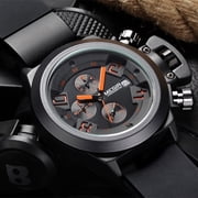 MEGIR Multi-Functional Sports Chronograph Silicone Band Men Watches Quartz Wristwatch Date Clock