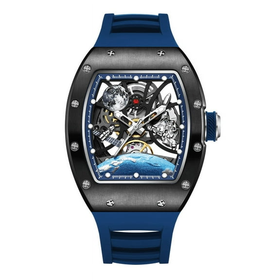 MEGIR Skeleton Dial Automatic Mechanical Movement Watches for Men Waterproof Sport Wristwatch Clock