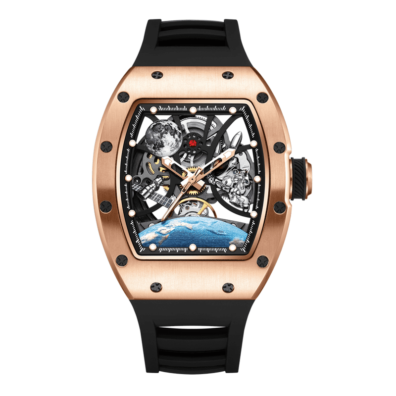 MEGIR Skeleton Dial Automatic Mechanical Movement Watches for Men Waterproof Sport Wristwatch Clock