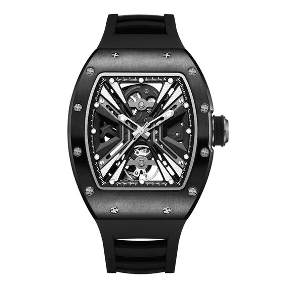 MEGIR Skeleton Dial Men Sport Watches Stainless Steel Automatic Mechanical Wristwatch 30M Waterproof