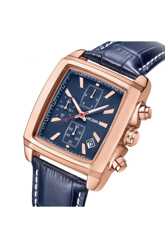 Watch Men Business Wristwatch Square Quartz Sport Waterproof Luminous Date Leather Strap Clock