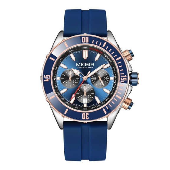 MEGIR Watch with Chronograph Men Fashion Quartz Military Waterproof Calendar Sports Wristwatch