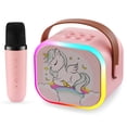 thumbnail image 1 of MEGNUT Kids Karaoke Machine, Mini Portable Speaker with Wireless Microphone and LED Lights Birthday Gifts for Home Party, Pink, 1 of 8