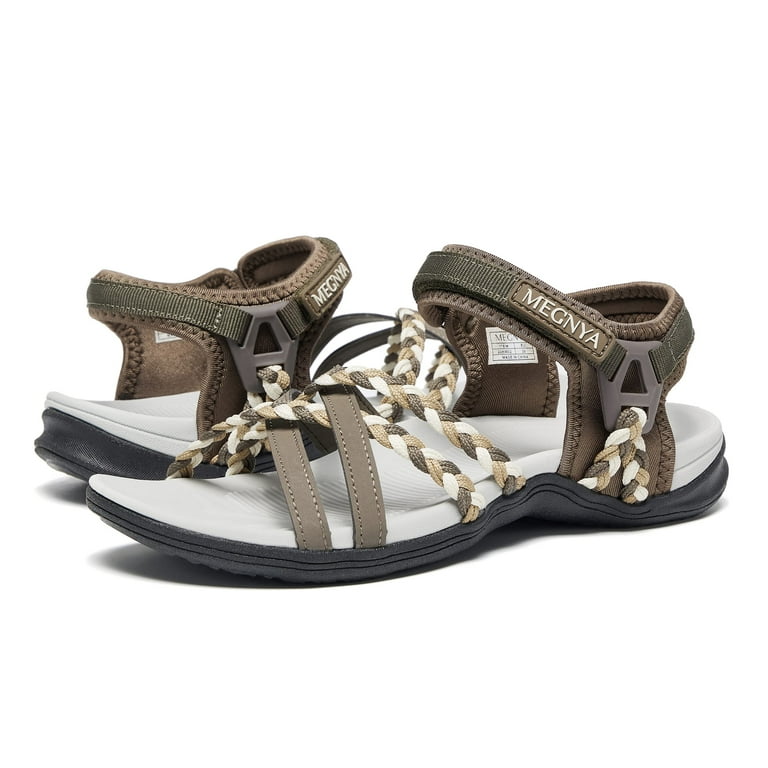 MEGNYA Hiking Sandals for Women Comfortable Walking Sandals Hook Loop Strap Sports Lightweight Slides