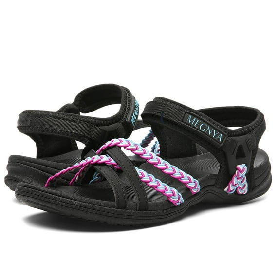 MEGNYA Hiking Sandals for Women, Comfortable Walking Sandals Hook Loop Strap, Sports Lightweight Slides