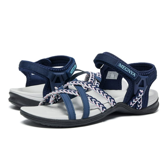 MEGNYA Hiking Sandals for Women, Comfortable Walking Sandals Hook Loop Strap, Sports Lightweight Slides