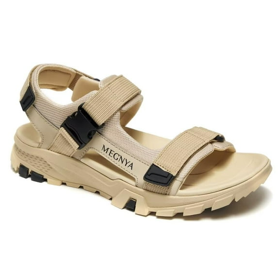 MEGNYA Mens Comfortable Walking Sandals - Soft Sports Hiking Sandals with Three Adjustable Hook And Loop Straps, Casual Beach Athletic Sandals for Outdoor Active Camping