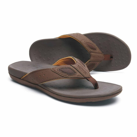 MEGNYA Mens Orthopedic Flip Flops for Plantar Fasciitis, Athletic Toe-Post Sandals with Arch Support, Comfort Walking Thong Slippers for Sport Exercise Activities