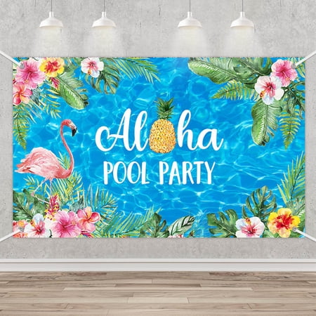 MEHOFOND Aloha Pool Party Backdrop Hawaiian Birthday Banner