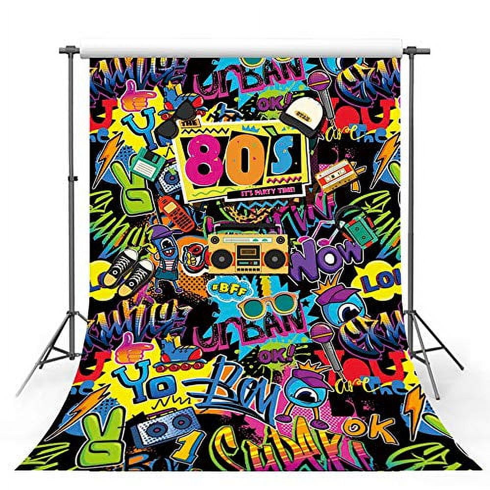 80er Jahre Party Hintergrund, 2,2x1,5 M – Vinyl-Stoff, Für Foto-Shootings, Disco & Geburtstagsfeiern